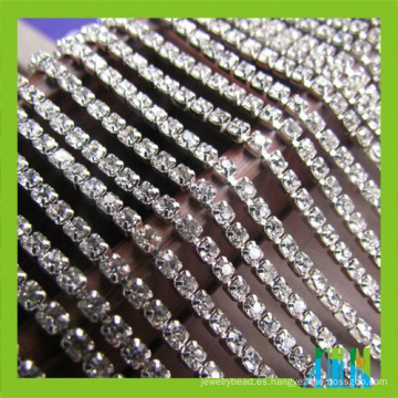 Material de cristal plateado oro y plateado ss6 / ss10 / ss16 Corte de cadena rhinestone de la taza, cierre recortador de cadena cristalino de la taza